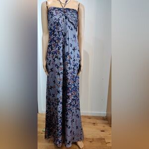 Ted Baker Purple Butterfly Print Strappy Strapless Maxi Dress Occasion